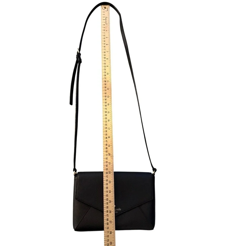 Kate Spade Black Saffiano Leather‎ Crossbody Bag Envelope Flap Small Purse